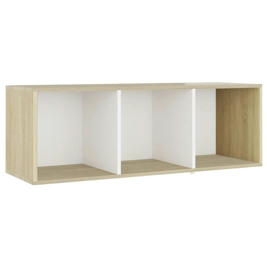 TV Cabinet White and Sonoma Oak 107x35x37 cm Engineered Wood 805539