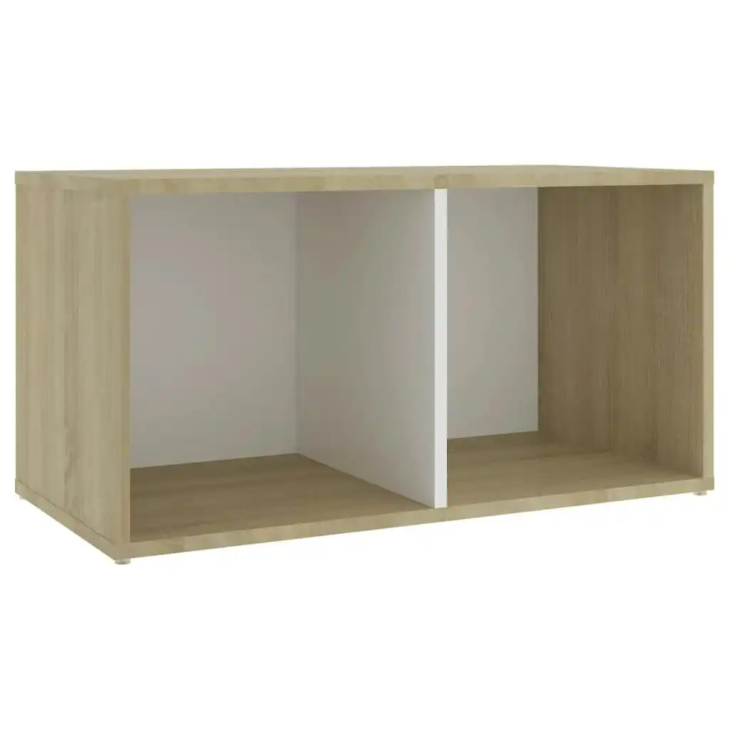 TV Cabinet White and Sonoma Oak 72x35x36.5 cm Engineered Wood 805530