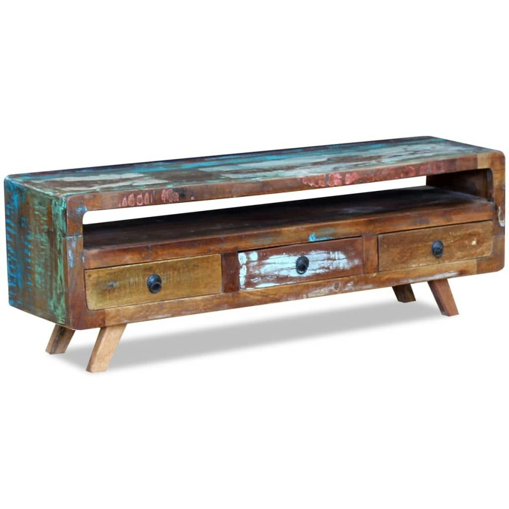 TV Cabinet with 3 Drawers Solid Reclaimed Wood 243294