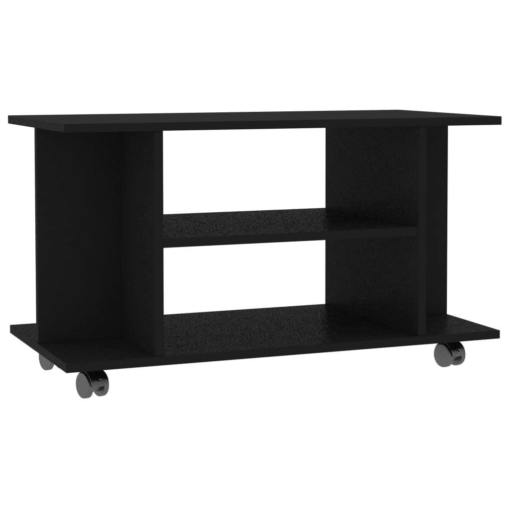 TV Cabinet with Castors Black 80x40x45 cm Engineered Wood 800190