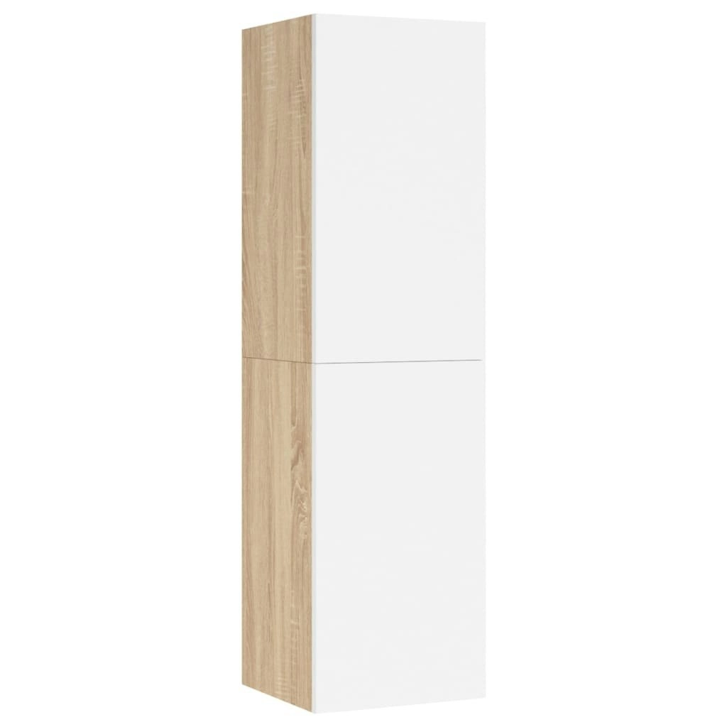 TV Cabinet White and Sonoma Oak 30.5x30x110 cm Engineered Wood 803372