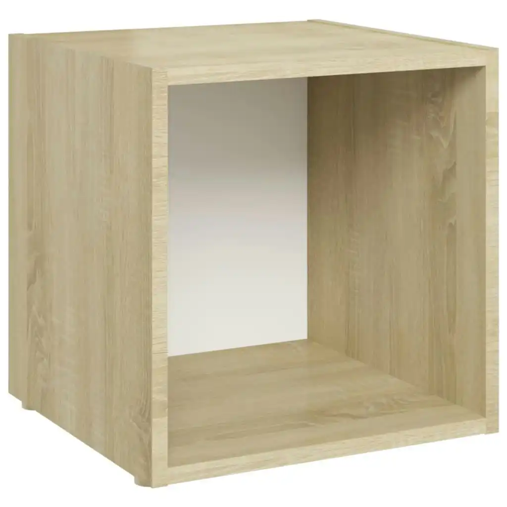 TV Cabinet White and Sonoma Oak 37x35x37 cm Engineered Wood 805513