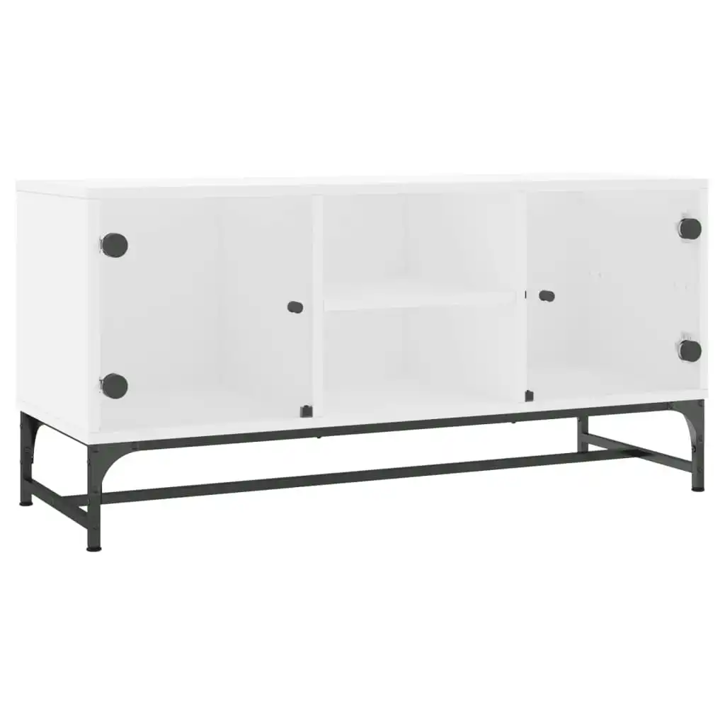 TV Cabinet with Glass Doors White 102x37x50 cm 836532