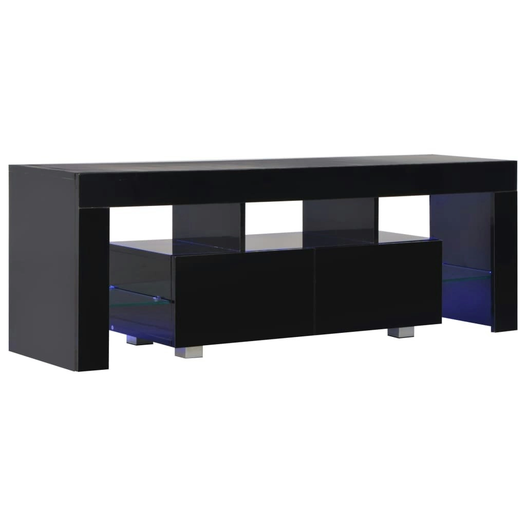 TV Cabinet with LED Lights High Gloss Black 130x35x45 cm 283735