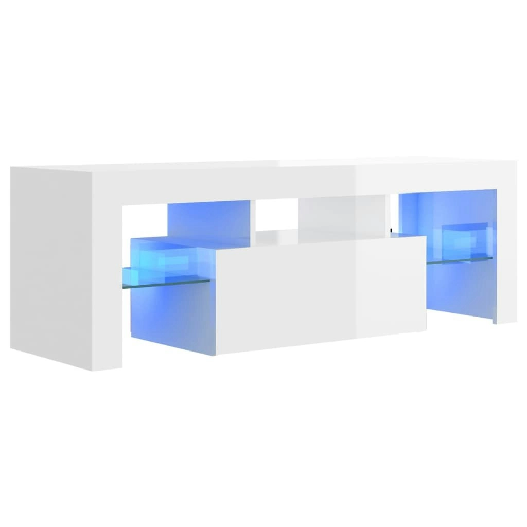 TV Cabinet with LED Lights High Gloss White 120x35x40 cm 804352