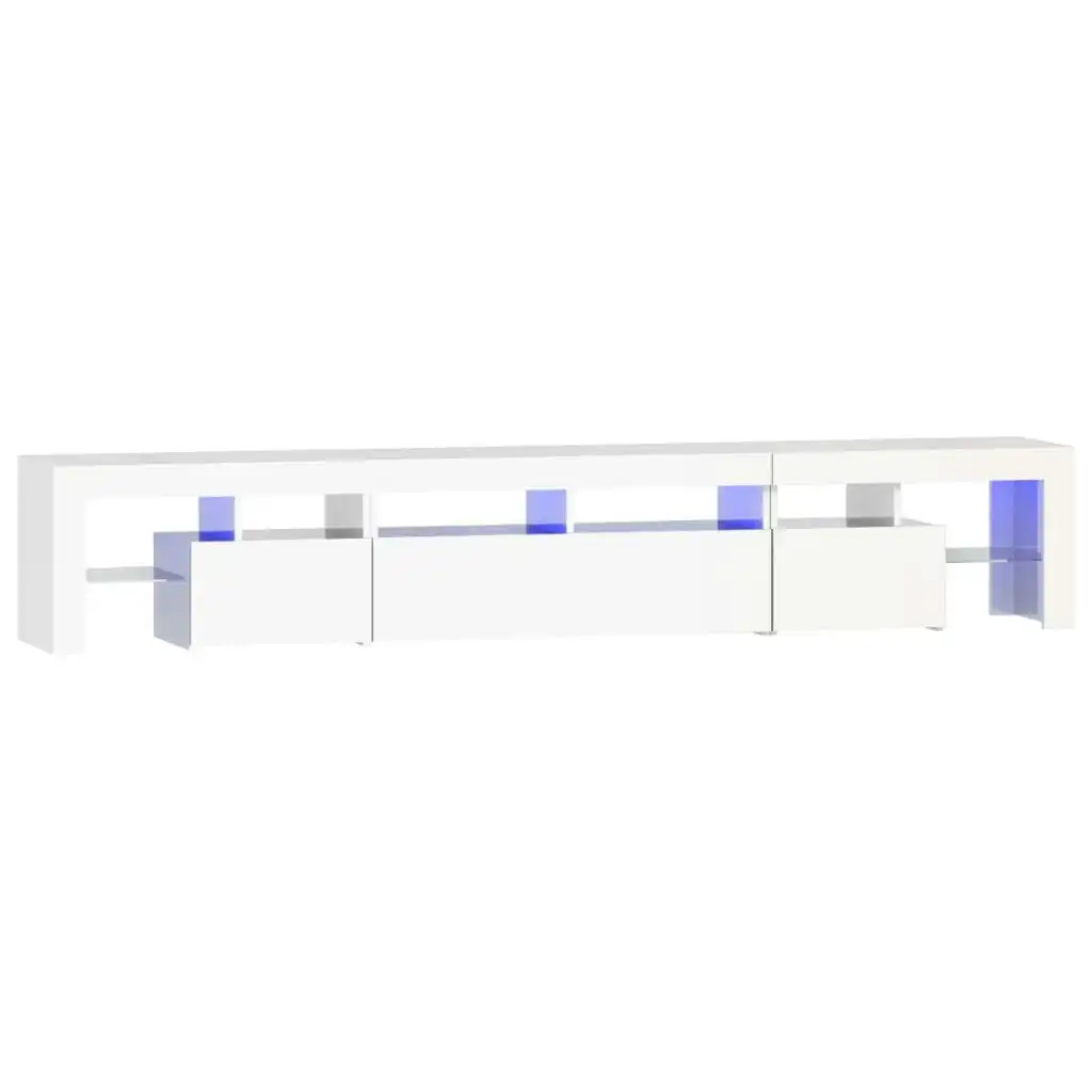 TV Cabinet with LED Lights High Gloss White 230x36.5x40 cm 3152790