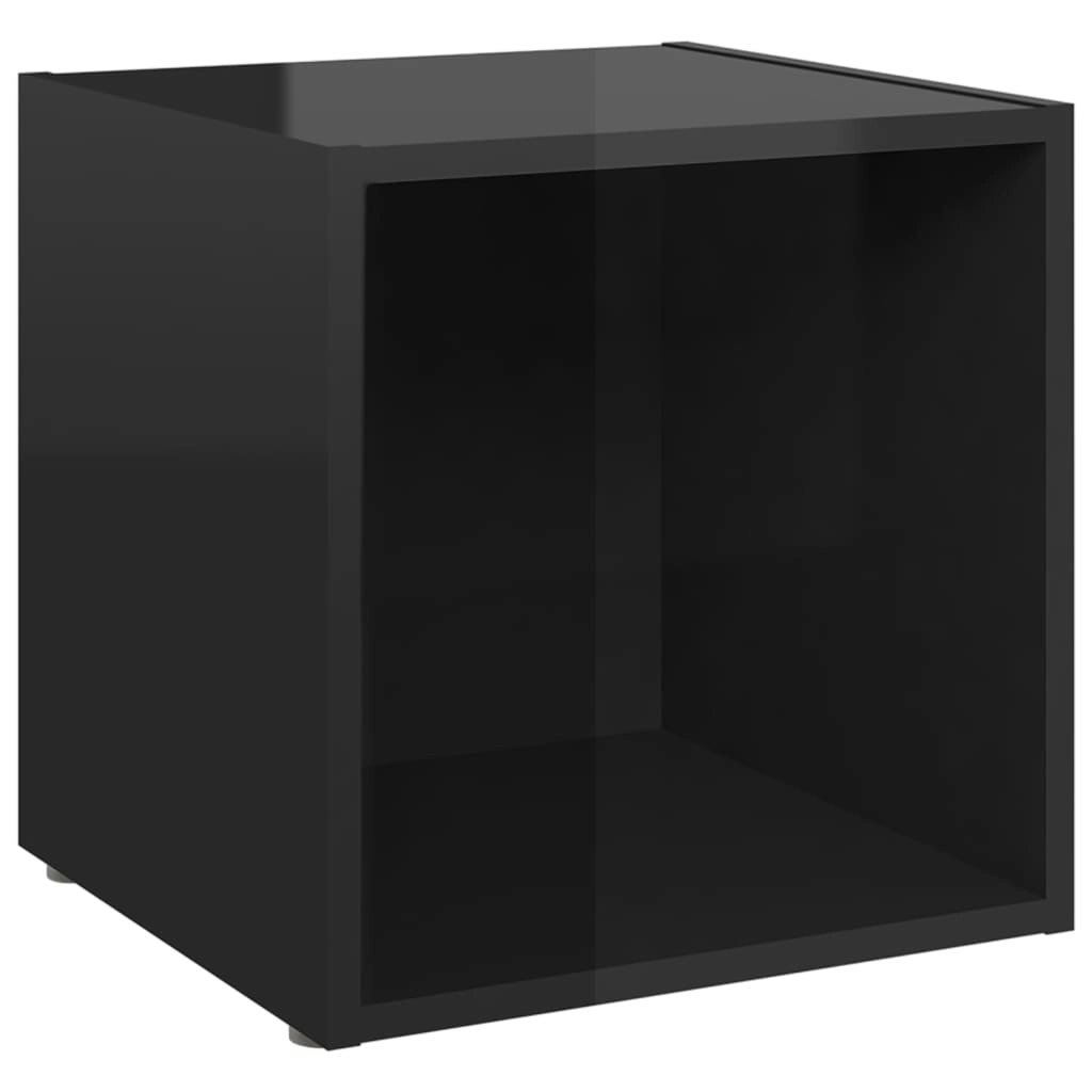 TV Cabinet High Gloss Black 37x35x37 cm Engineered Wood 805519