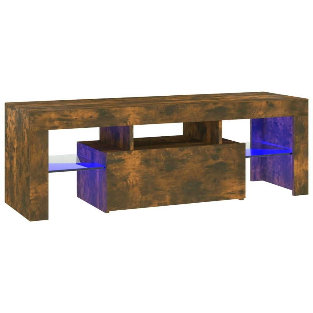 TV Cabinet with LED Lights Smoked Oak 120x35x40 cm 815666