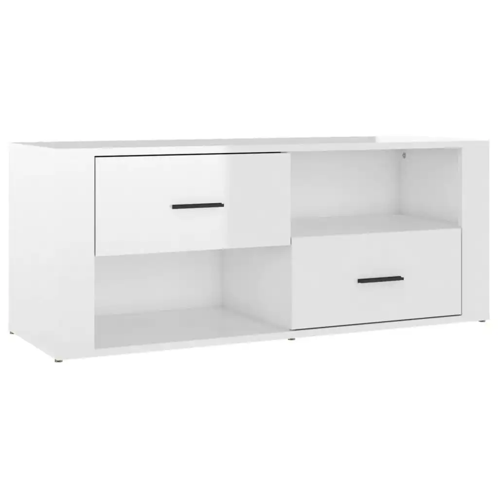 TV Cabinet High Gloss White 100x35x40 cm Engineered Wood 823101