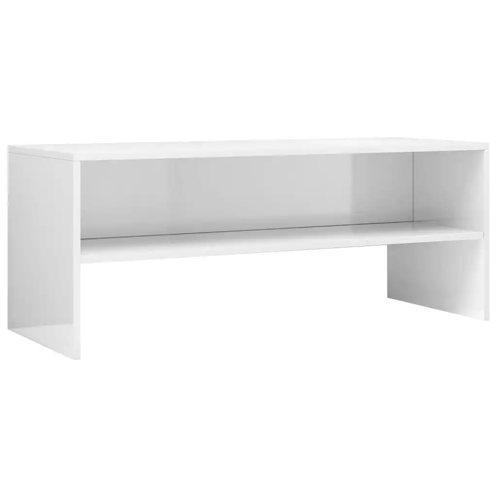 TV Cabinet High Gloss White 100x40x40 cm Engineered Wood 800051