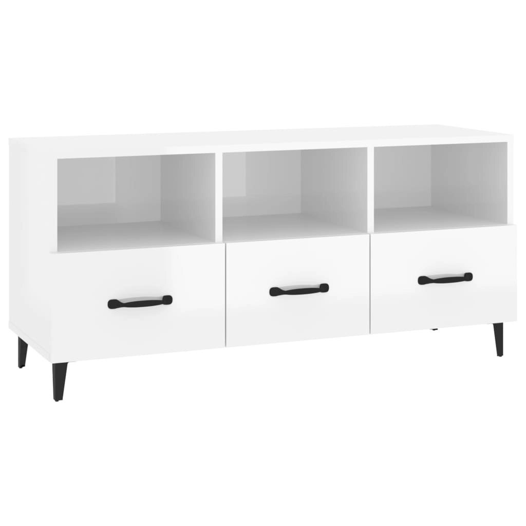 TV Cabinet High Gloss White 102x35x50 cm Engineered Wood 812615