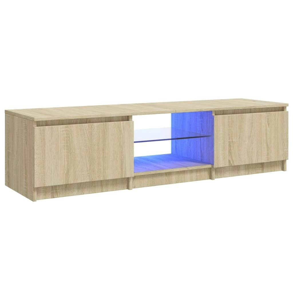 TV Cabinet with LED Lights Sonoma Oak 140x40x35.5 cm 804295