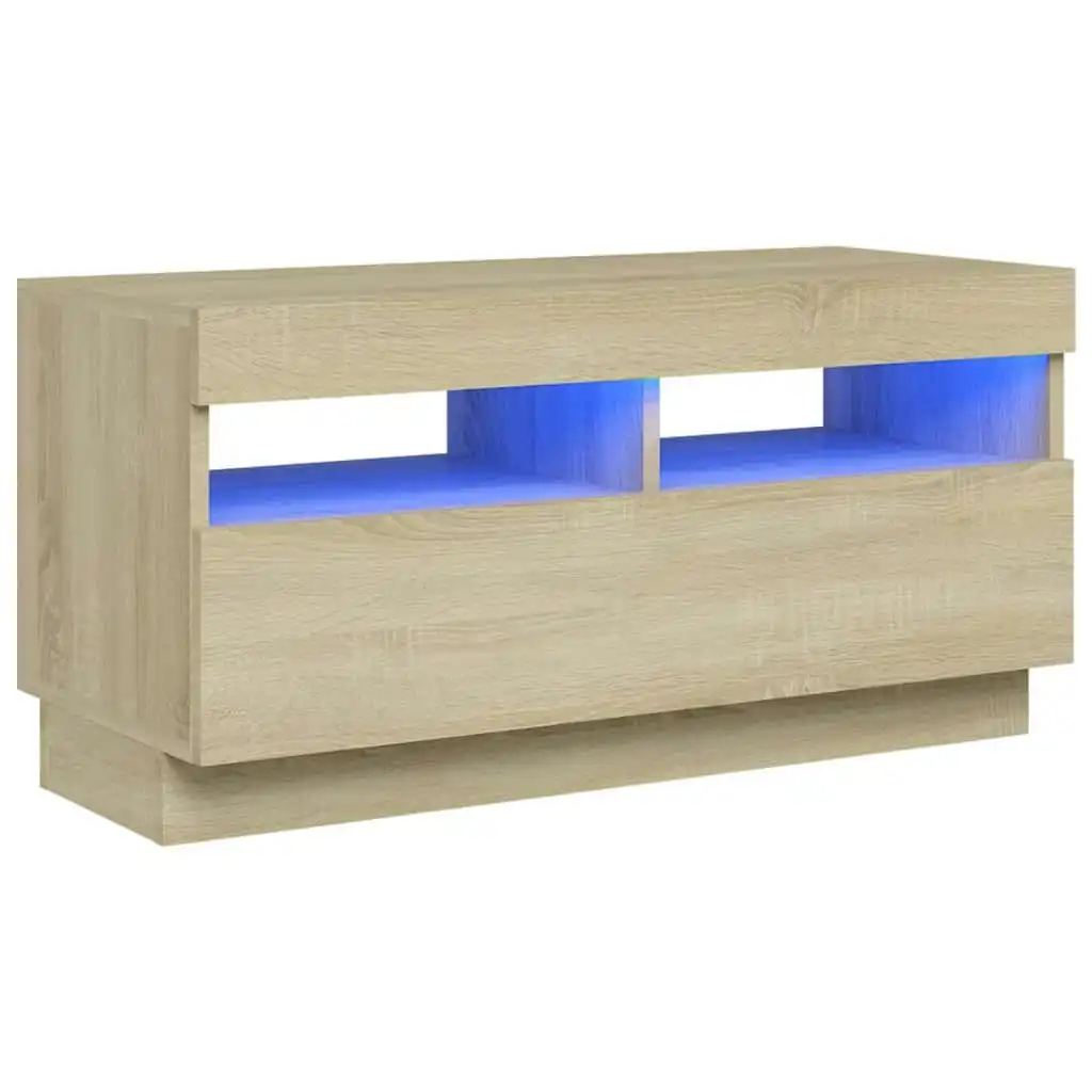 TV Cabinet with LED Lights Sonoma Oak 80x35x40 cm 804448