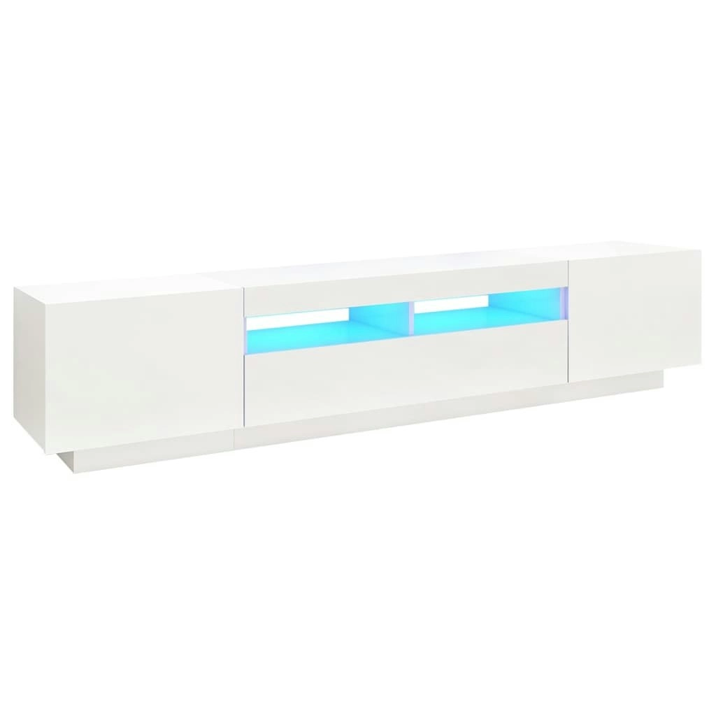 TV Cabinet with LED Lights White 200x35x40 cm 3081906