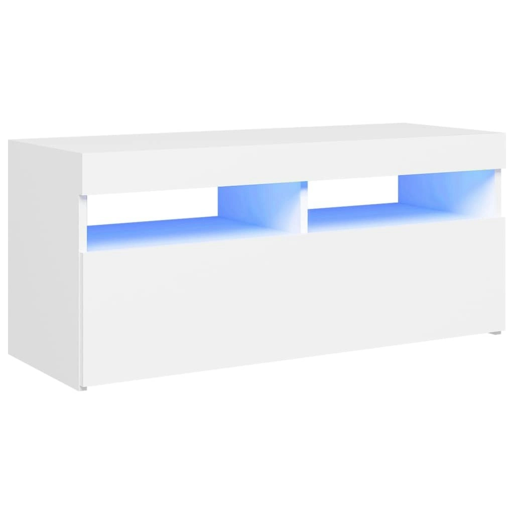 TV Cabinet with LED Lights White 90x35x40 cm 804382