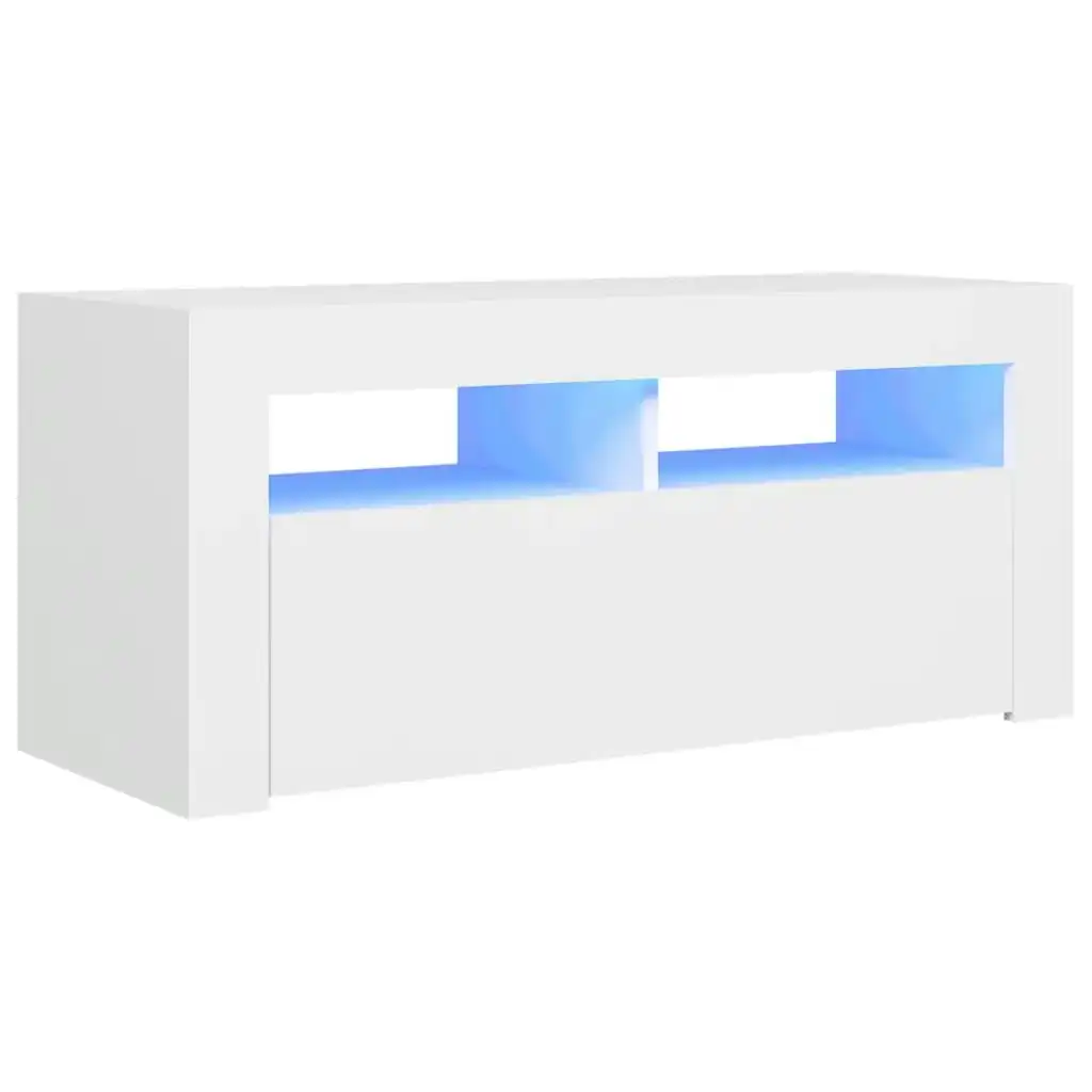 TV Cabinet with LED Lights White 90x35x40 cm 804319