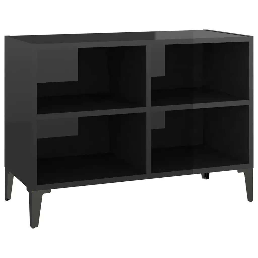 TV Cabinet with Metal Legs High Gloss Black 69.5x30x50 cm 805939