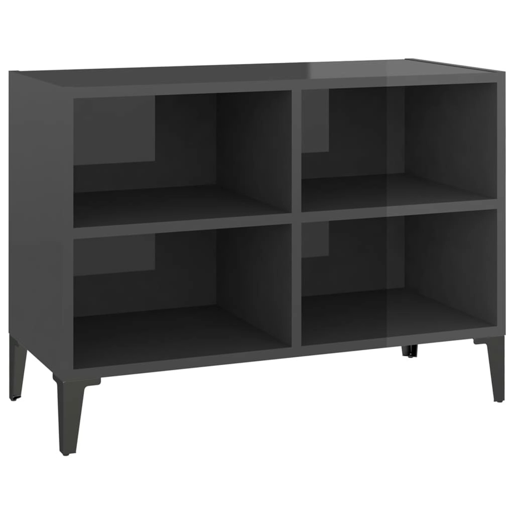 TV Cabinet with Metal Legs High Gloss Grey 69.5x30x50 cm 805940