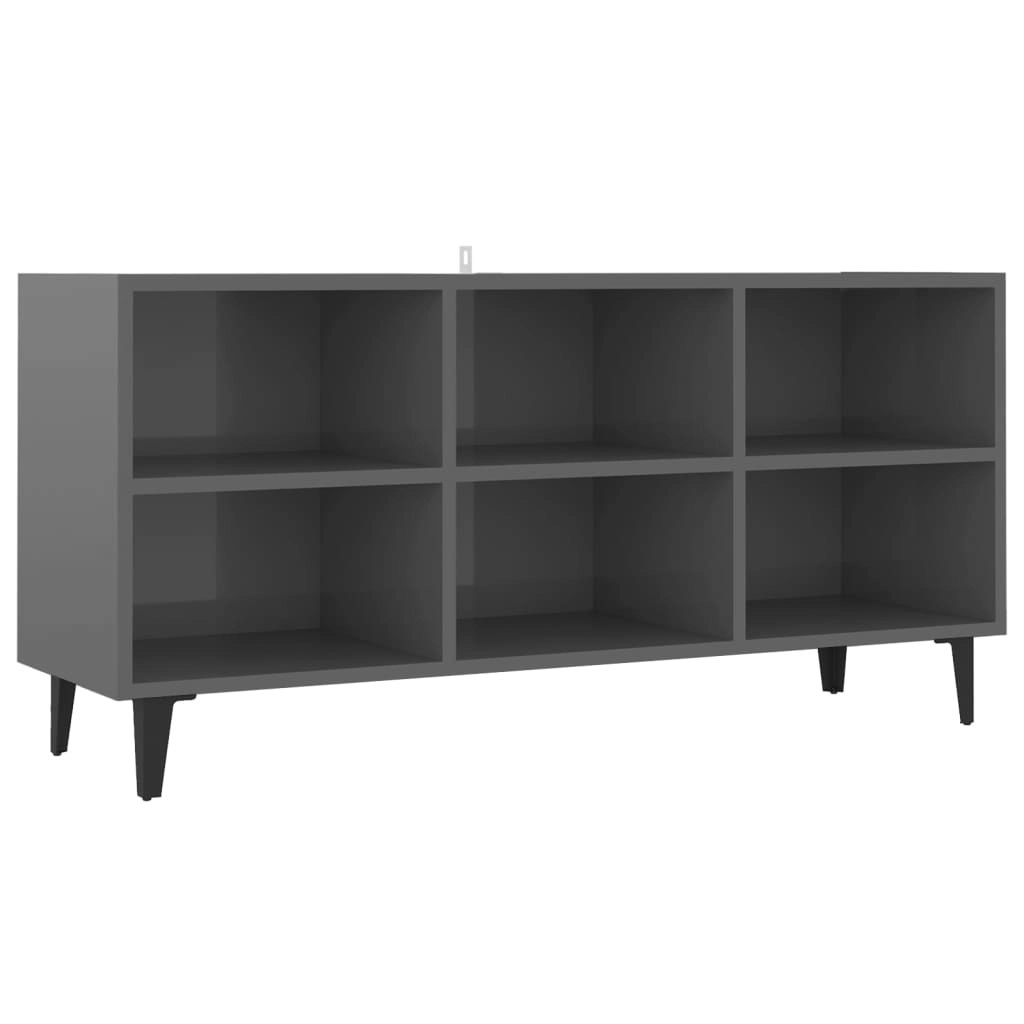 TV Cabinet with Metal Legs High Gloss Grey 103.5x30x50 cm 805958