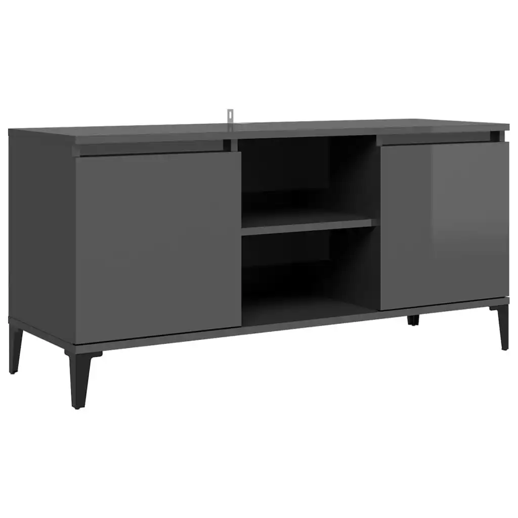 TV Cabinet with Metal Legs High Gloss Grey 103.5x35x50 cm 805976