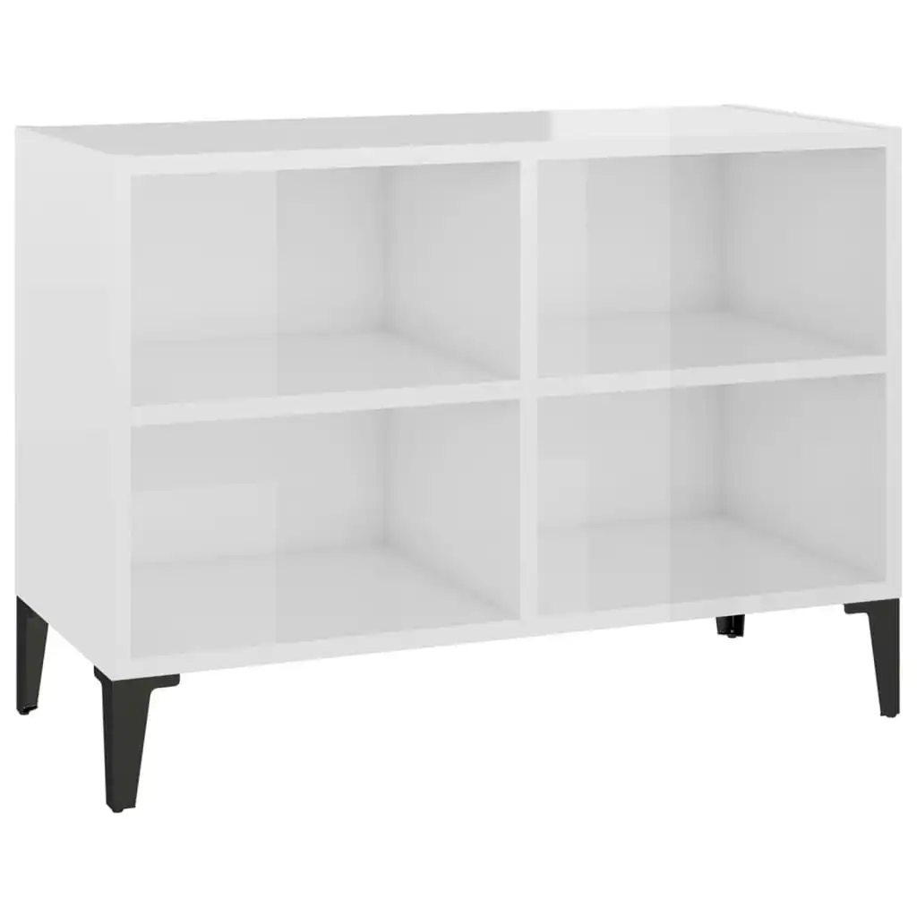 TV Cabinet with Metal Legs High Gloss White 69.5x30x50 cm 805938