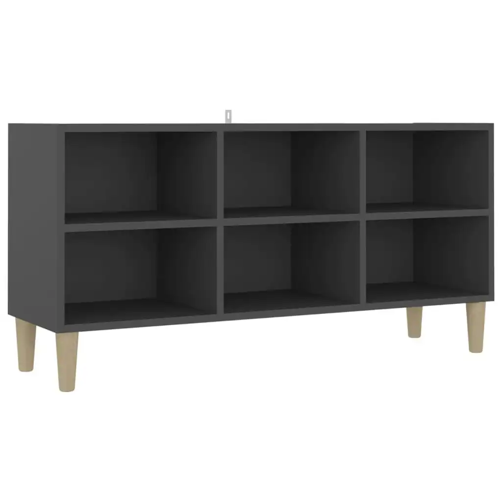 TV Cabinet with Solid Wood Legs Grey 103.5x30x50 cm 805943