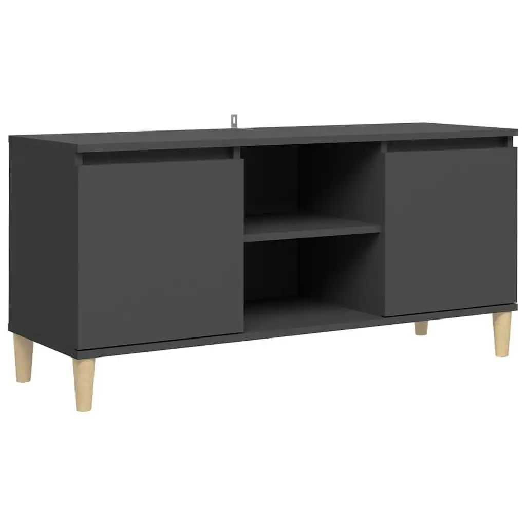 TV Cabinet with Solid Wood Legs Grey 103.5x35x50 cm 805961