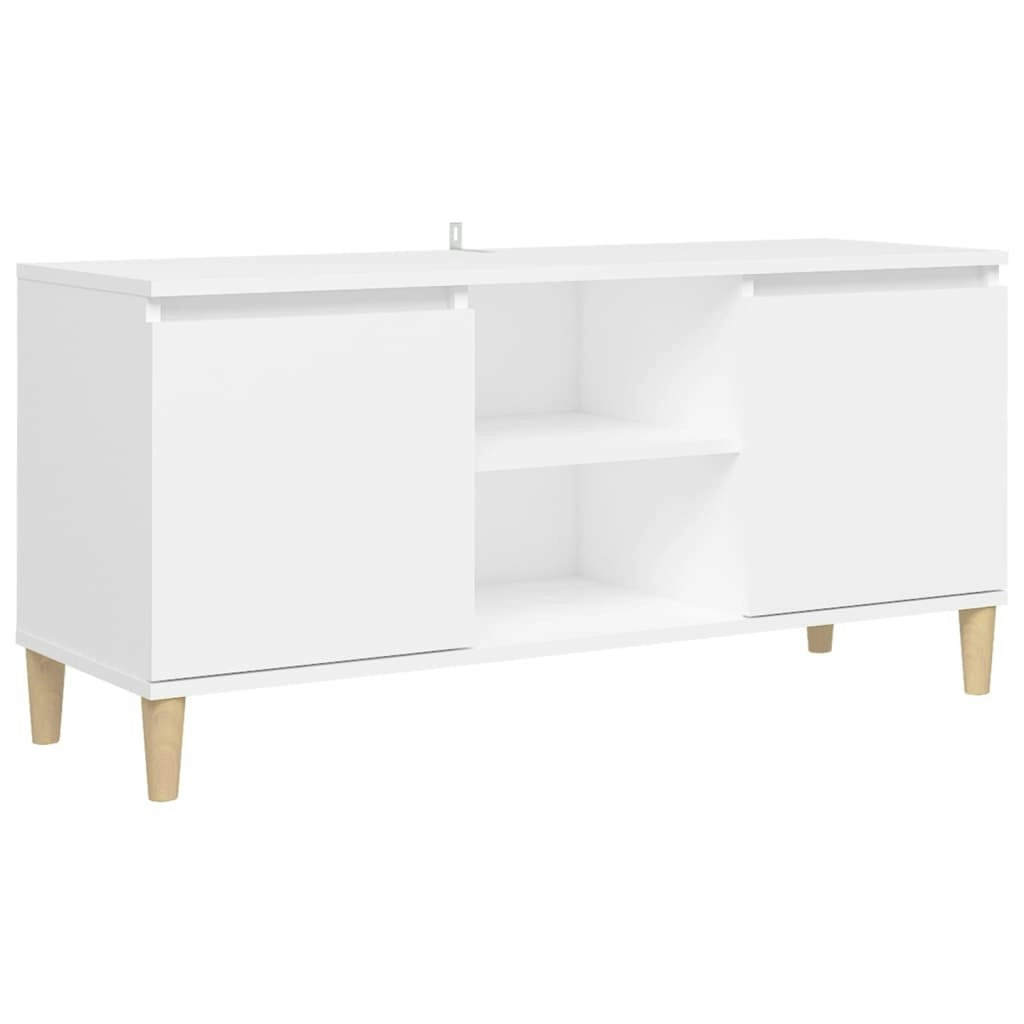 TV Cabinet with Solid Wood Legs White 103.5x35x50 cm 805959