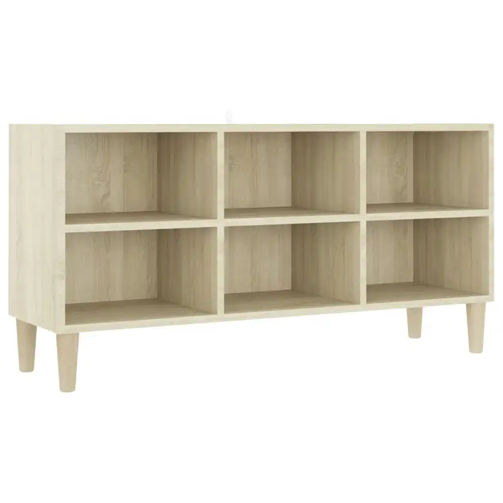 TV Cabinet with Solid Wood Legs Sonoma Oak 103.5x30x50 cm 805944