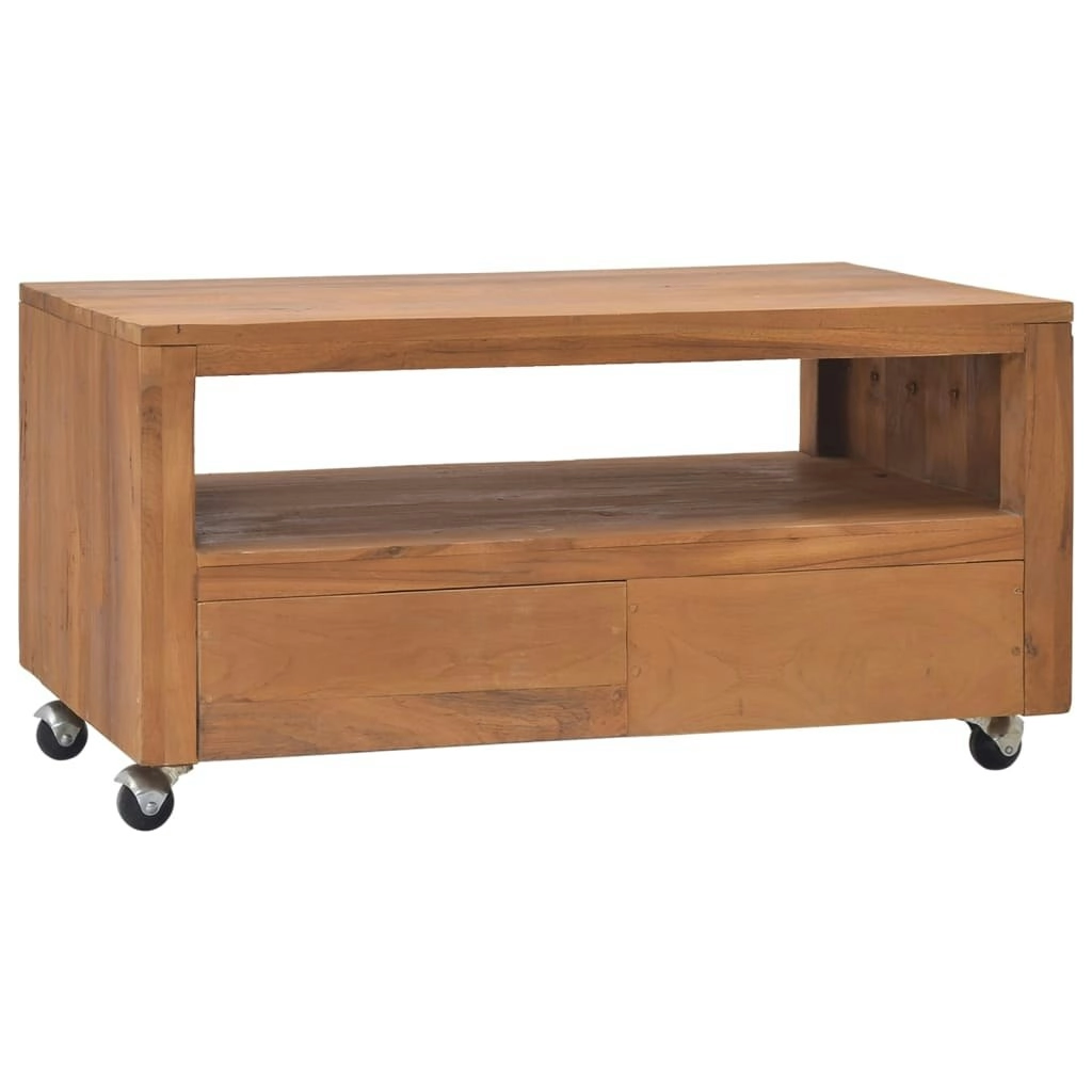 TV Cabinet with Wheels 80x50x42 cm Solid Teak Wood 326130