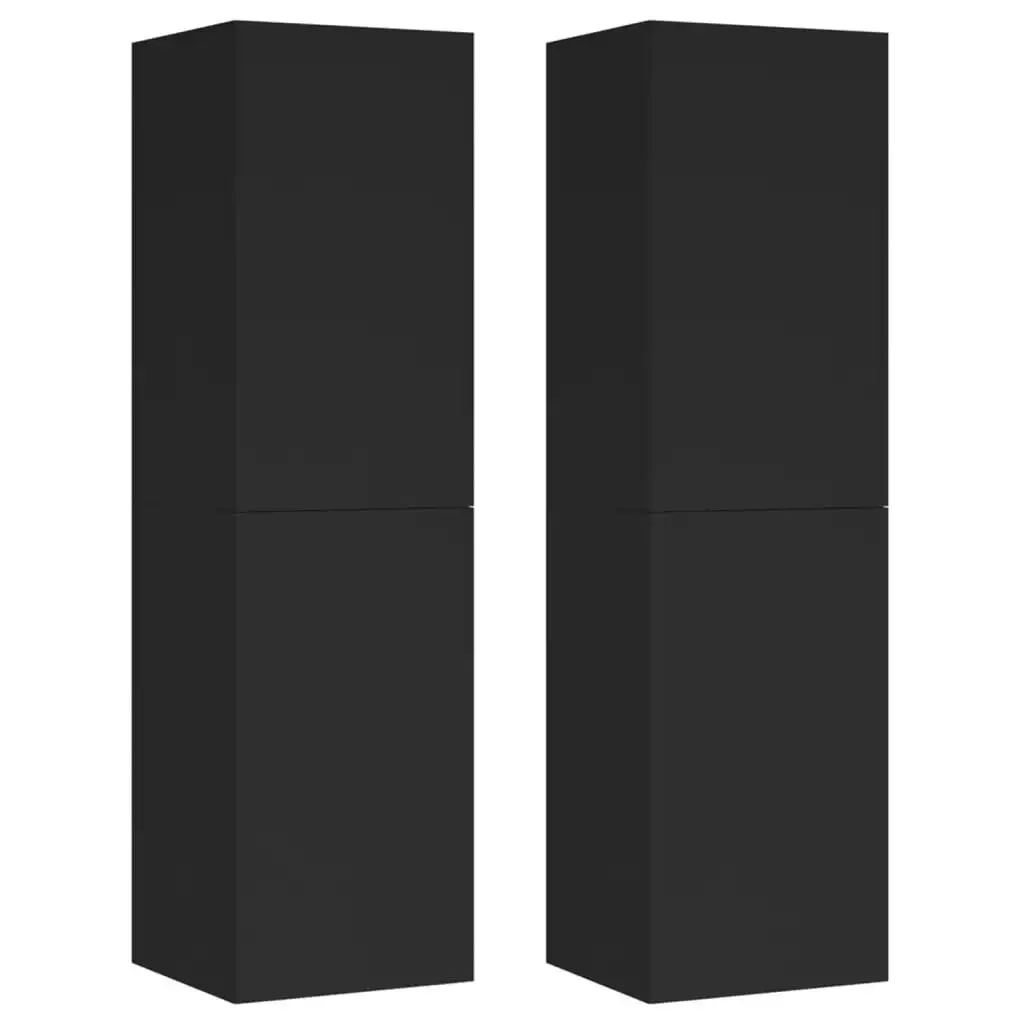 TV Cabinets 2 pcs Black 30.5x30x110 cm Engineered Wood 803365