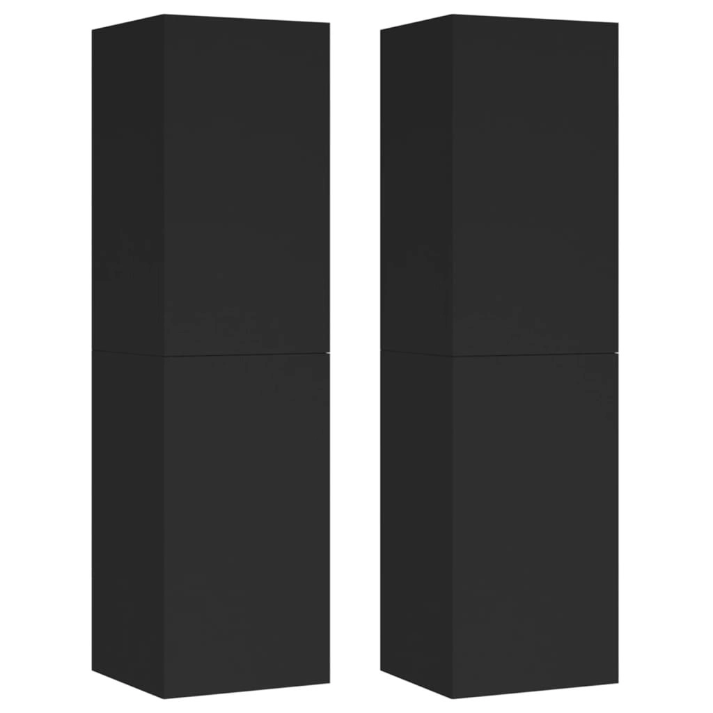 TV Cabinets 2 pcs Black 30.5x30x110 cm Engineered Wood 803365