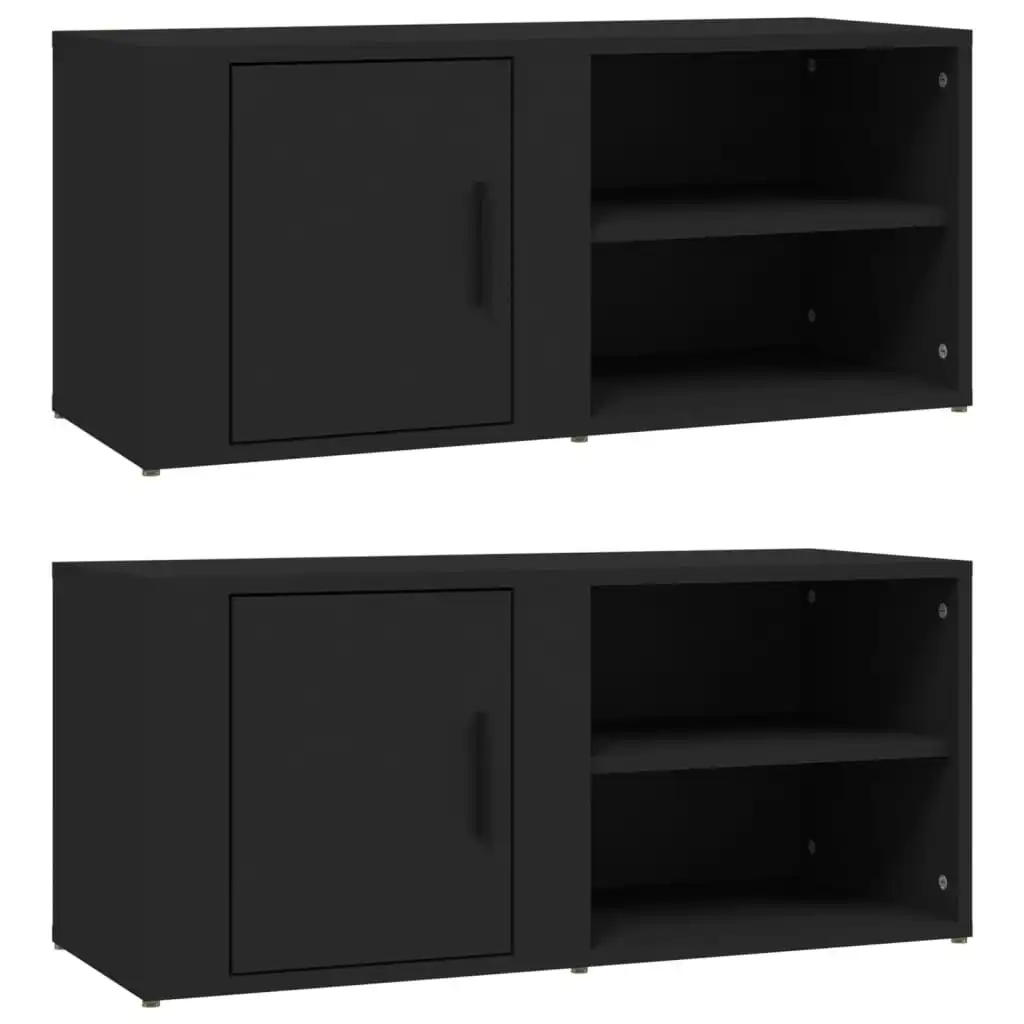 TV Cabinets 2 pcs Black 80x31.5x36 cm Engineered Wood 819439