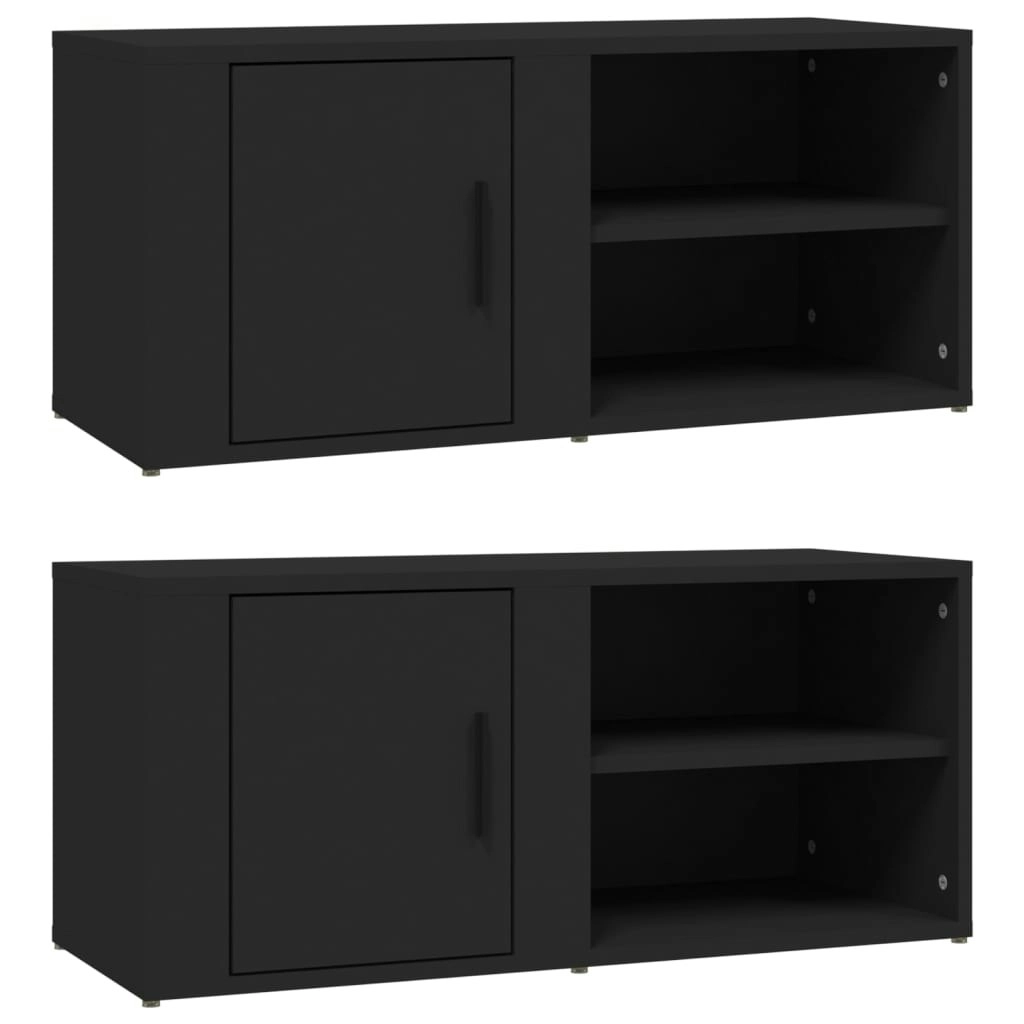 TV Cabinets 2 pcs Black 80x31.5x36 cm Engineered Wood 819439