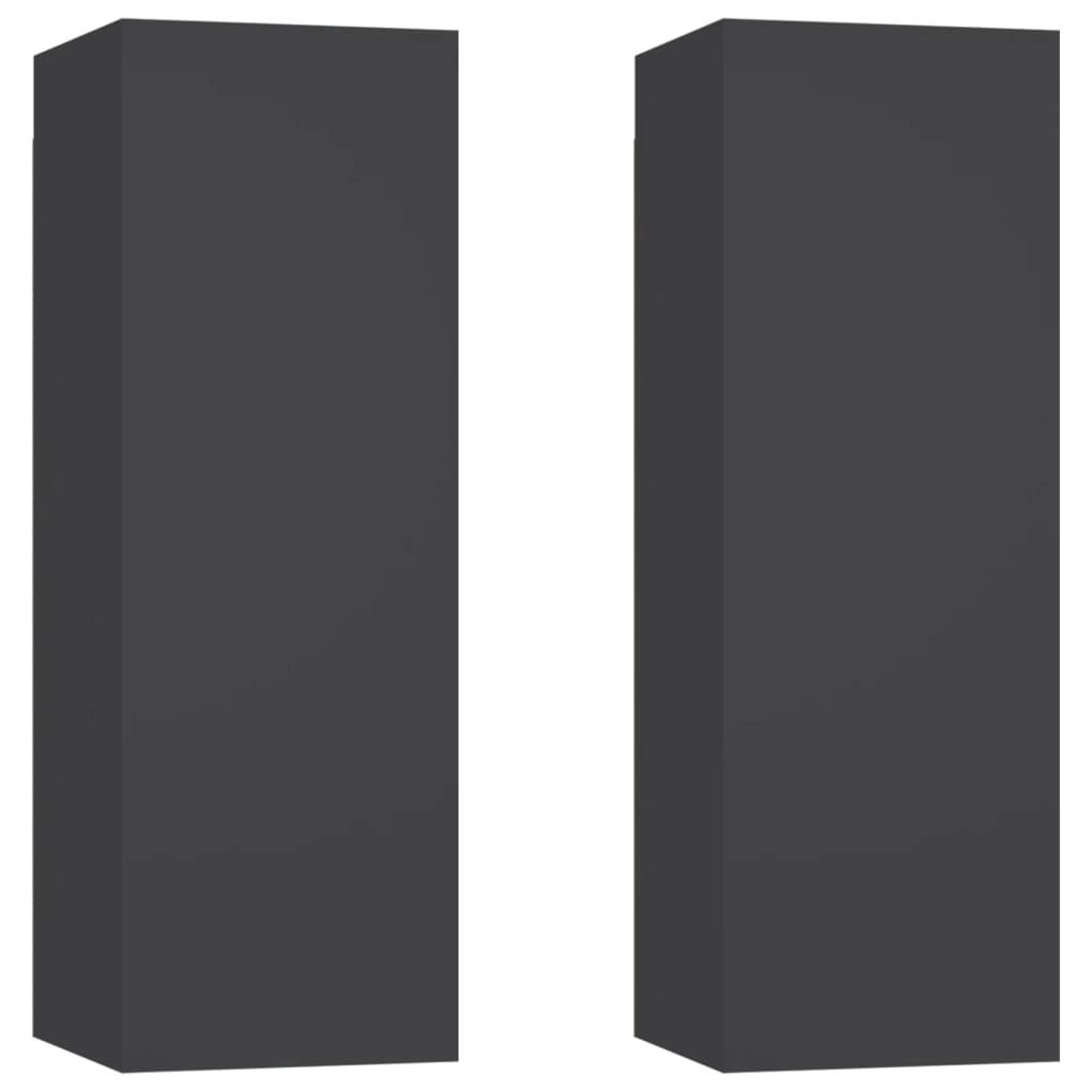 TV Cabinets 2 pcs Grey 30.5x30x90 cm Engineered Wood 803349