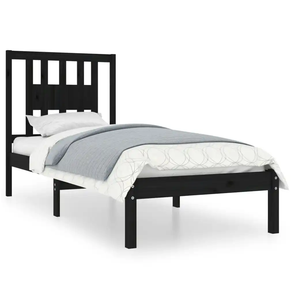 Bed Frame Black Solid Wood 92x187 cm Single Size 3104032