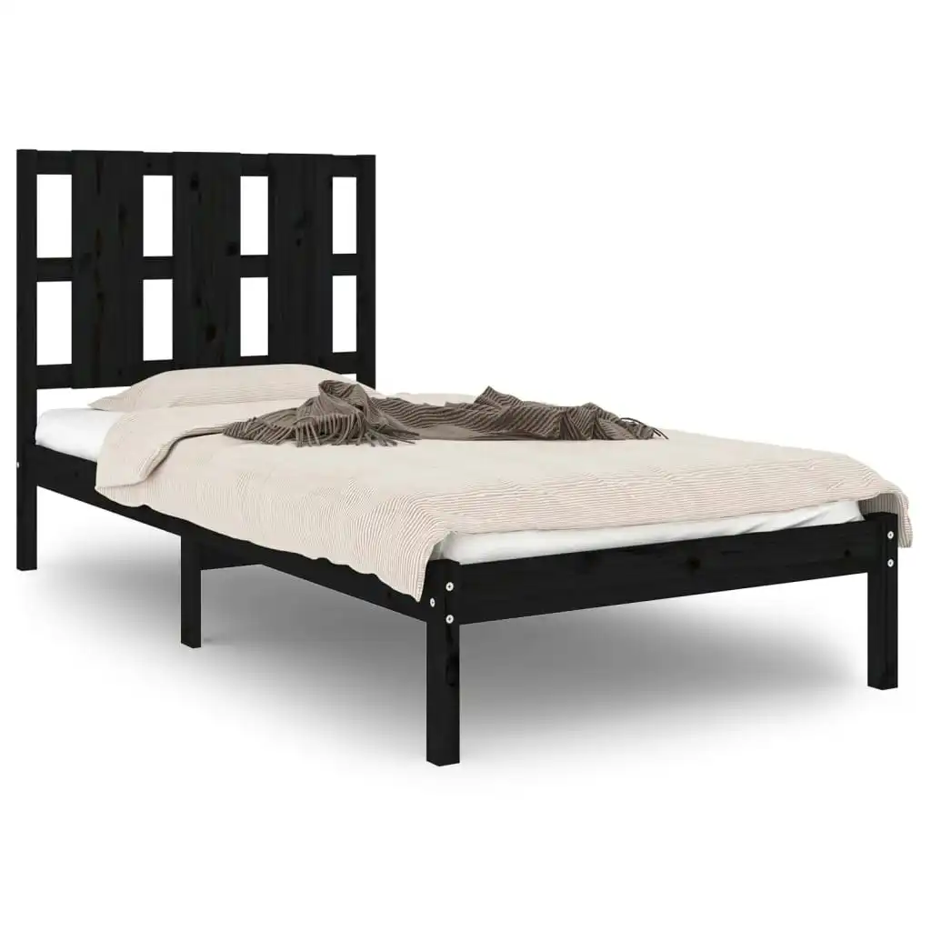 Bed Frame Black Solid Wood 92x187 cm Single Size 3105569