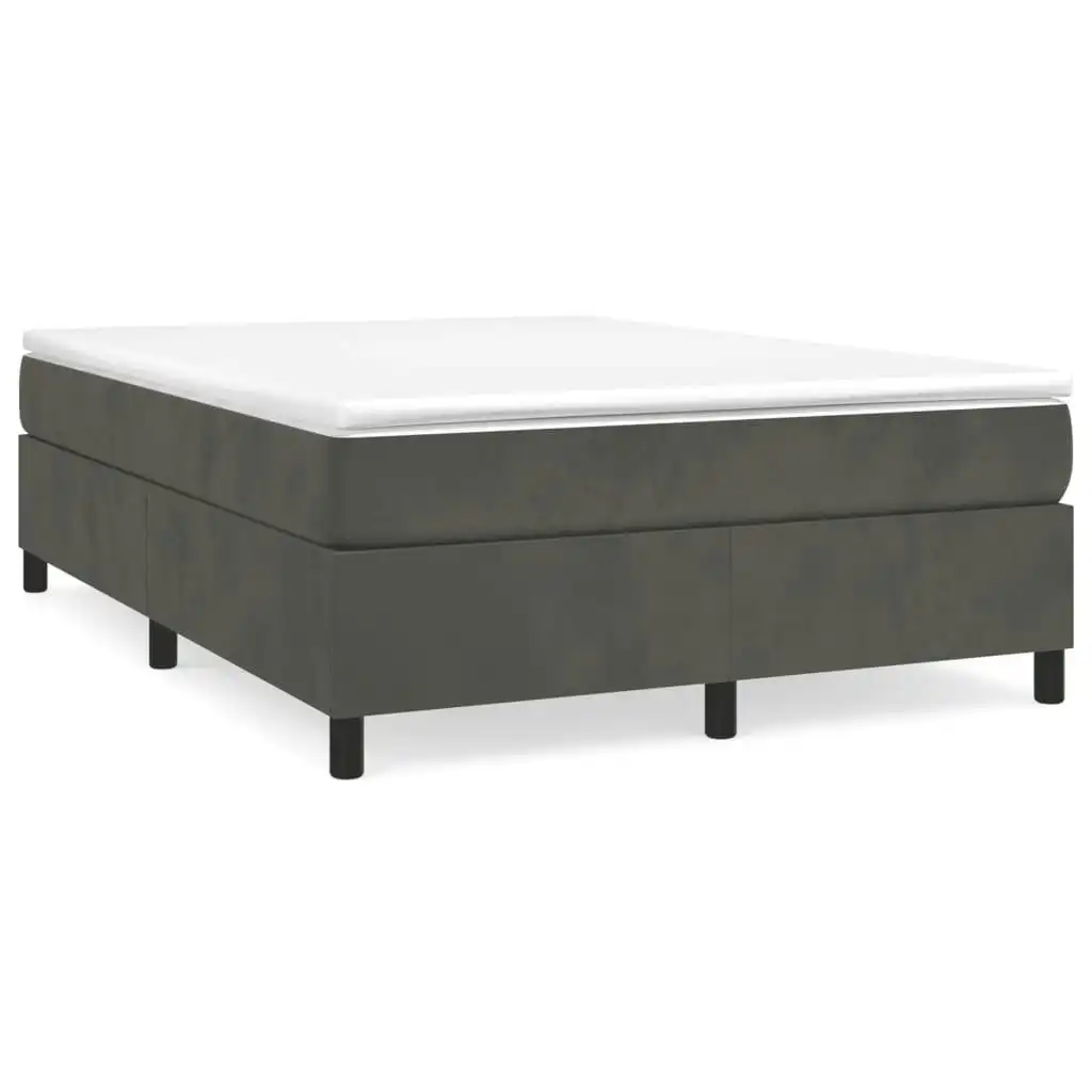 Bed Frame Dark Grey 137x187 cm Double Size Velvet 3121151