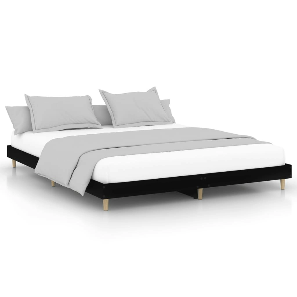 Bed Frame without Mattress Black 150x200 cm Engineered Wood 832030