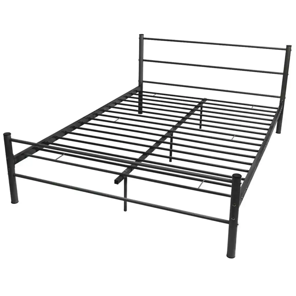 Bed Frame Black Metal Double Size 247487