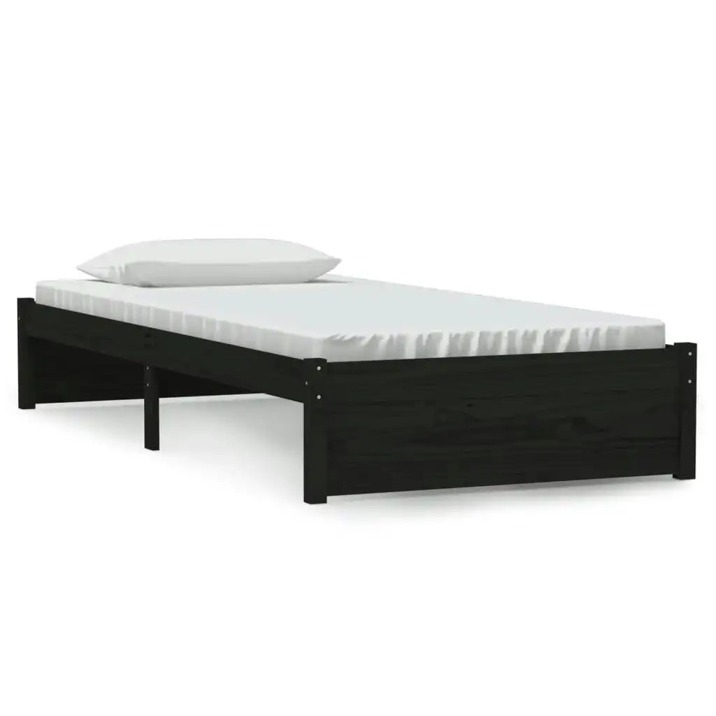 Bed Frame Black Solid Wood 92x187 cm Single Size 814918