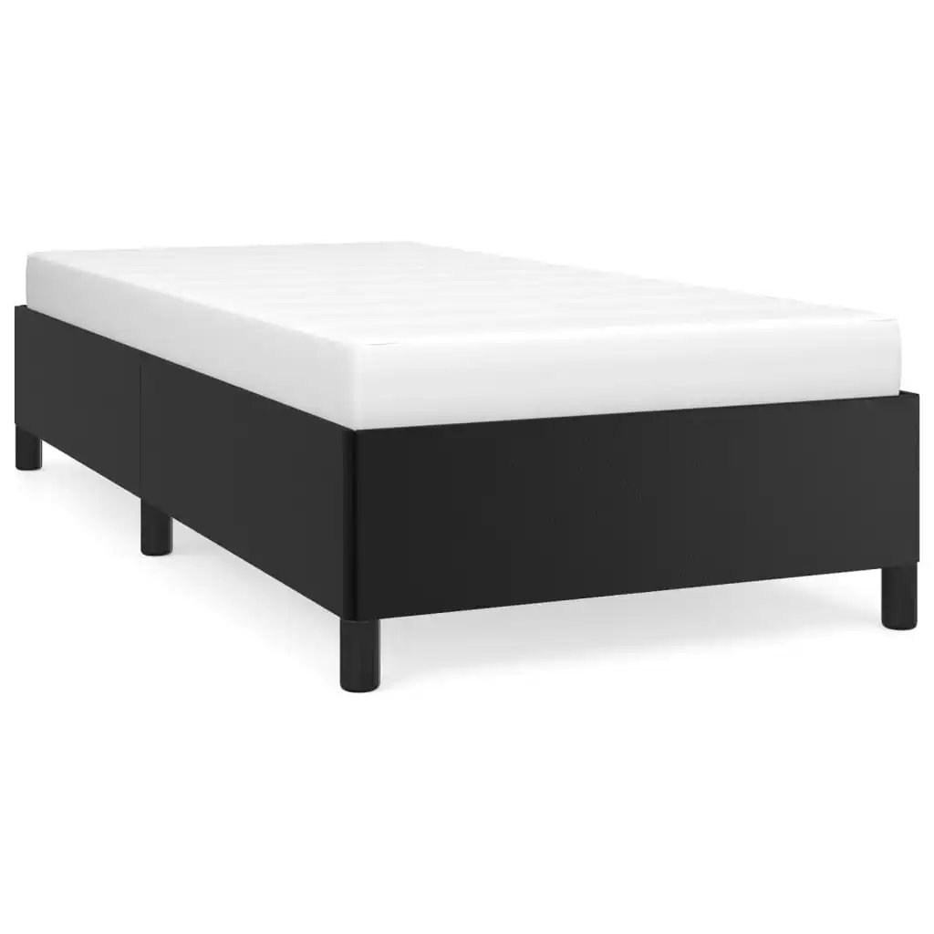 Bed Frame Black 106x203 cm King Single Size Faux Leather 347287