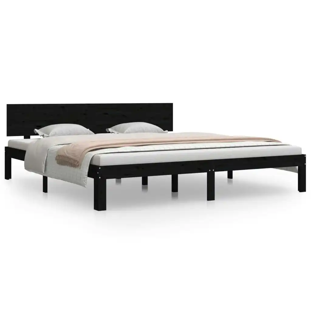 Bed Frame Black 183x203 cm King Size Solid Wood 810514