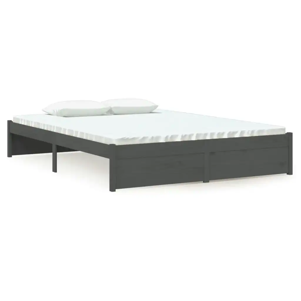 Bed Frame Grey Solid Wood 137x187 cm Double Size 814926