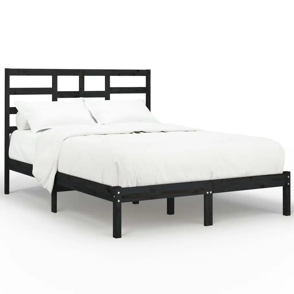 Bed Frame Black Solid Wood 137x187 cm Double Size 3105774