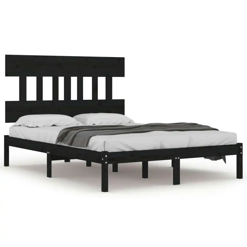 Bed Frame Black Solid Wood 153x203 cm Queen Size 3104747