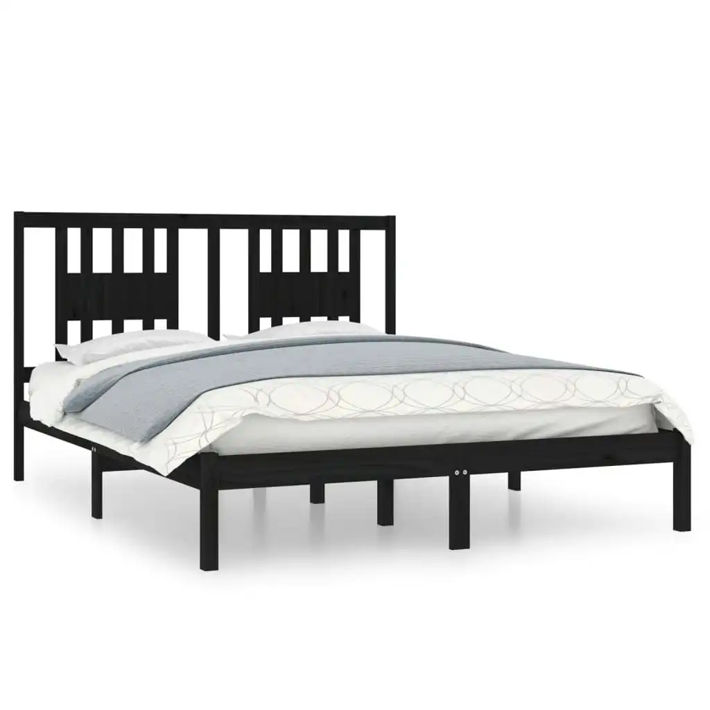 Bed Frame Black Solid Wood 153x203 cm Queen Size 3104072