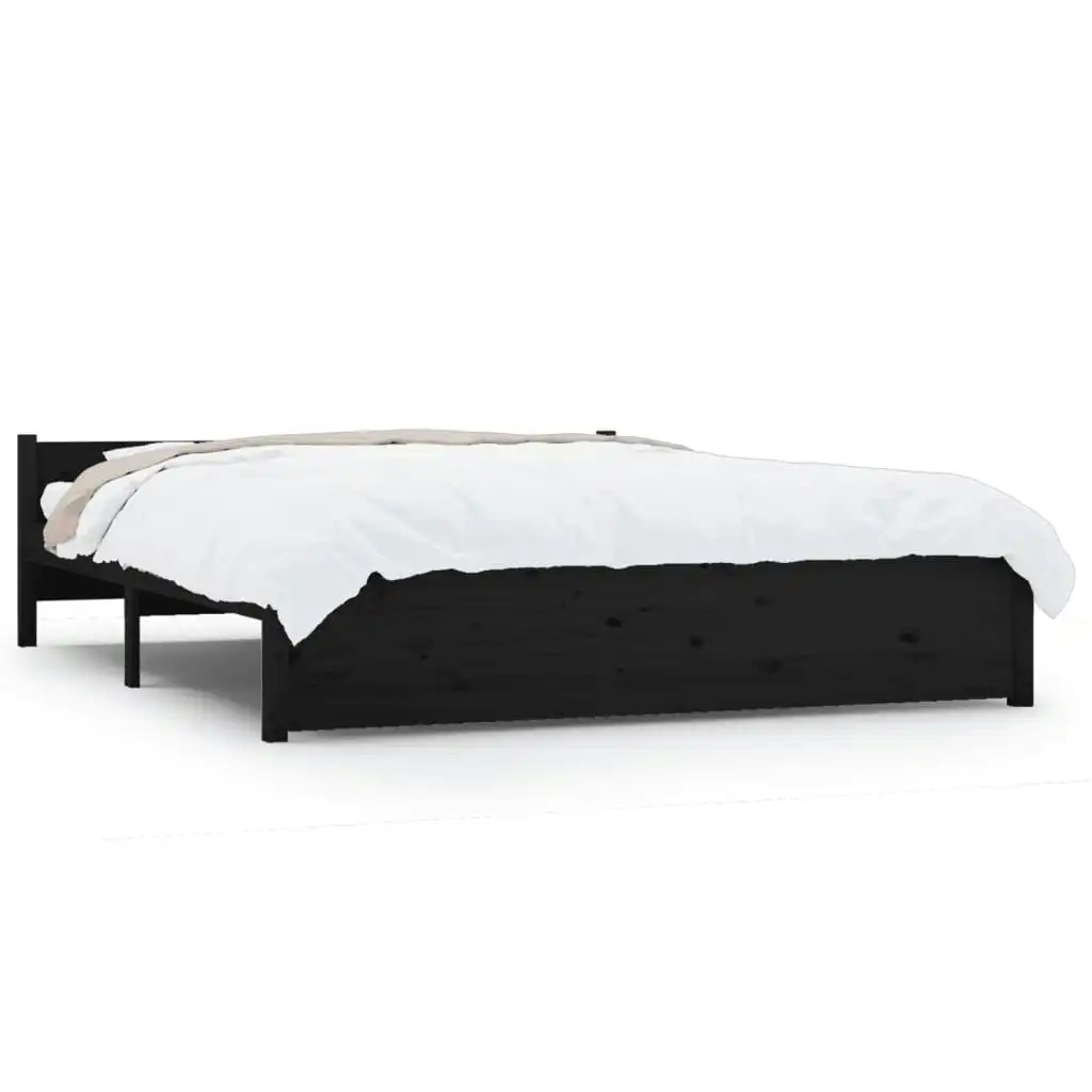 Bed Frame Black Solid Wood 153x203 cm Queen Size 815053