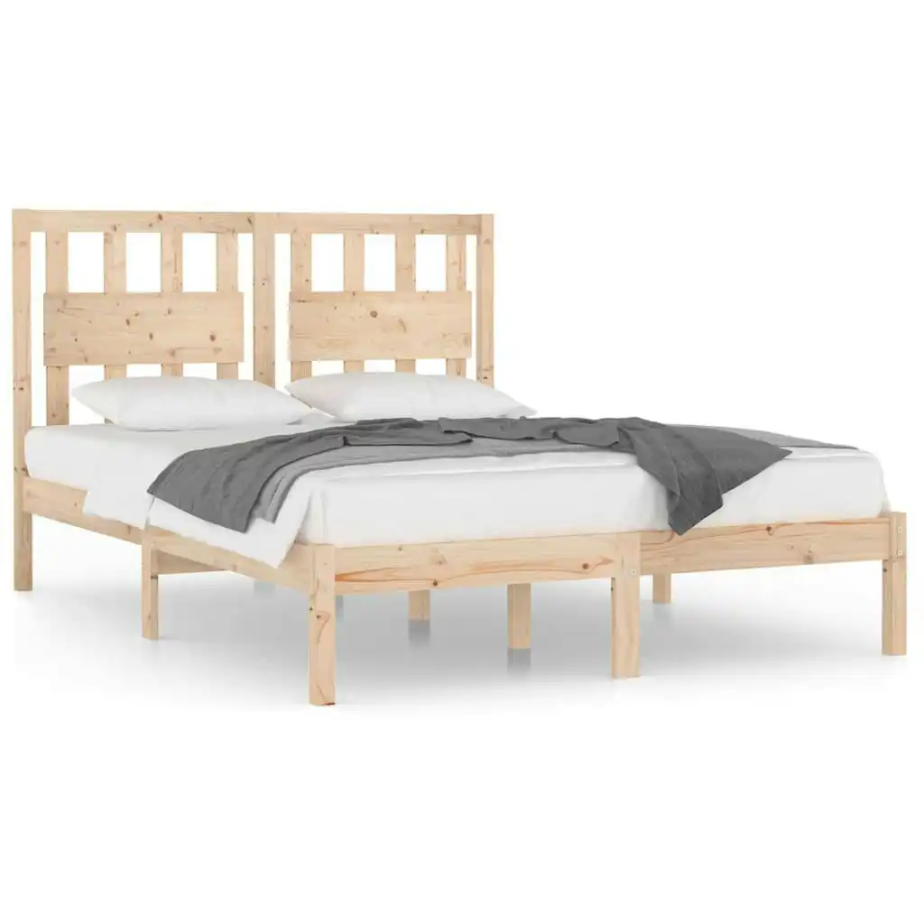 Bed Frame Solid Wood Pine 137x187 cm Double Size 3103908