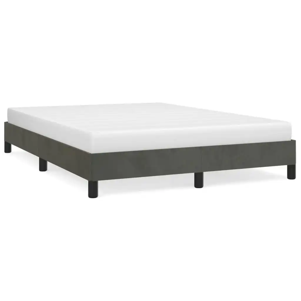 Bed Frame Dark Grey 137x187 cm Double Size Velvet 347007